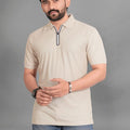 Men's Polo Collar Pockets T-Shirt — Beige