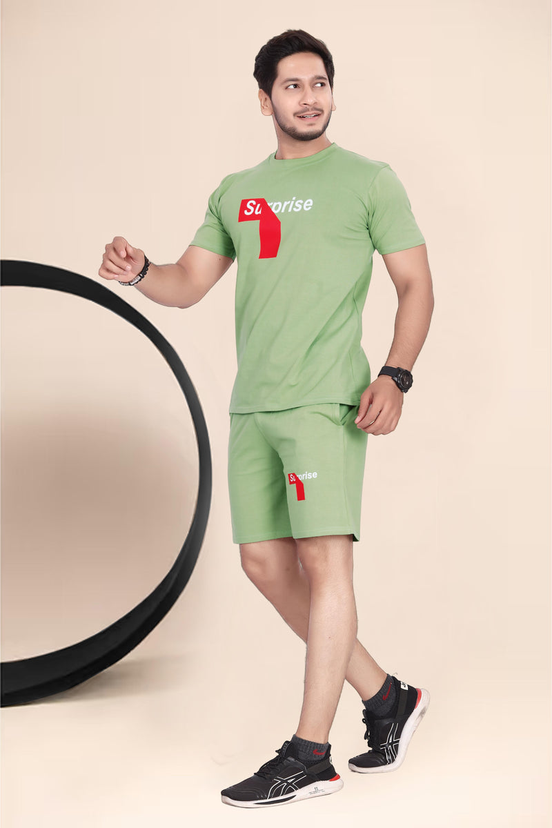 Men's Cotton Printed Night Suit Set of Top & Shorts — Pista — Quality Craftsmanship Anatomy