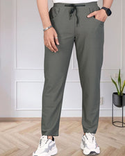 Men Mid-Rise Track Pants — Olive — Thumbnail 3