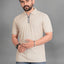 Men Polo Collar Pockets T-shirt — Beige