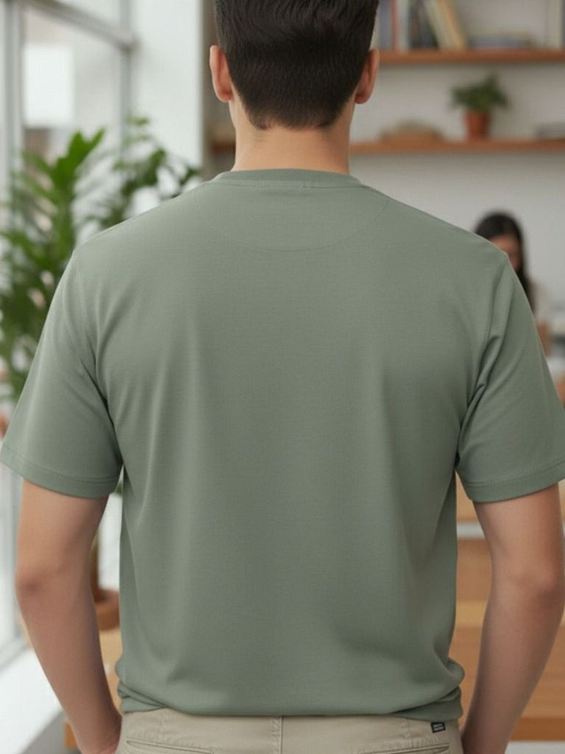 Men Organic Cotton Blend Pockets T-shirt — Green — Quality Craftsmanship Anatomy