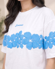 Divra Clothing Women Floral Print Round Neck T-Shirt — White — Thumbnail 2
