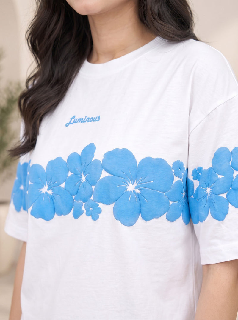 Divra Clothing Women Floral Print Round Neck T-Shirt — White — Quality Craftsmanship Anatomy