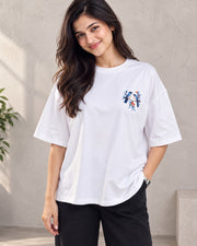 Divra Clothing Women Embroidered Round Neck T-Shirt — White — Thumbnail 2