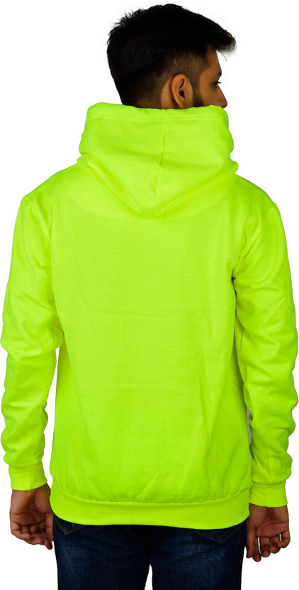 Men's Solid Fleece Hooded Sweatshirt in Neon Green — Tshirt Factory India Direct Wholesale Manufacturer