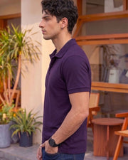 Men's All-Over Printed Polo Collar T-Shirt — Purple — Thumbnail 6