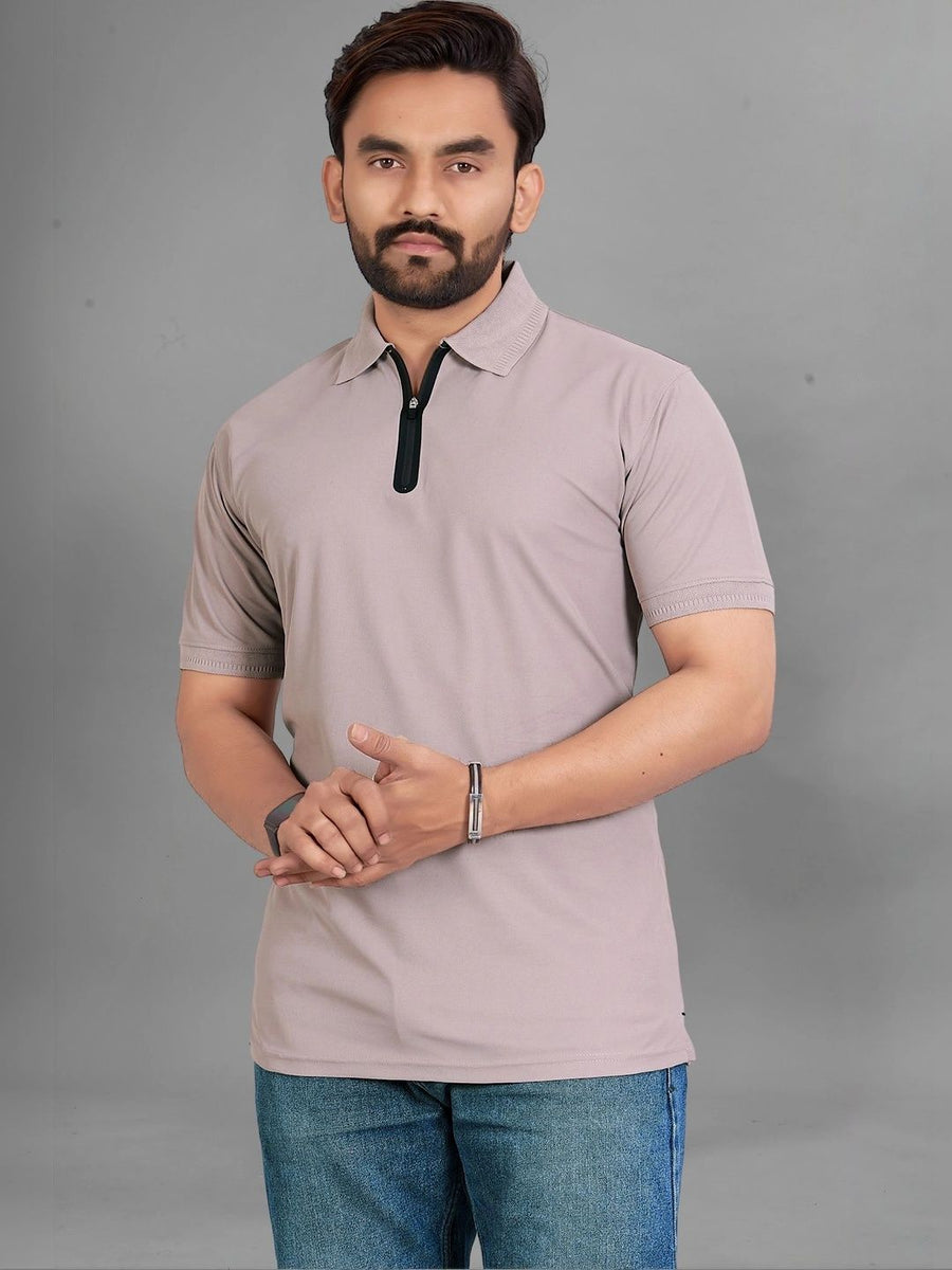 Men's Polo Collar Pockets T-Shirt — Grey — Tshirt Factory India Direct Manufacturer Surat