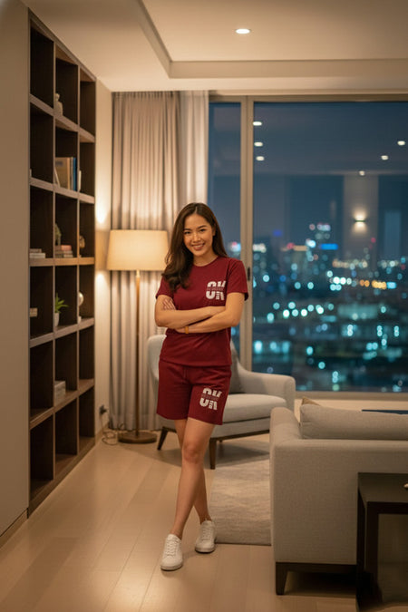 Women's Printed Cotton Top & Shorts Set - Maroon — Tshirt Factory India Direct Wholesale Manufacturer