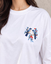 Divra Clothing Women Embroidered Round Neck T-Shirt — White — Thumbnail 6