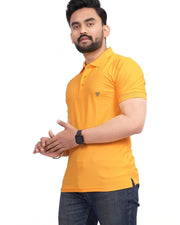 Men's Brand Logo Polo Collar T-Shirt — Yellow — Thumbnail 4