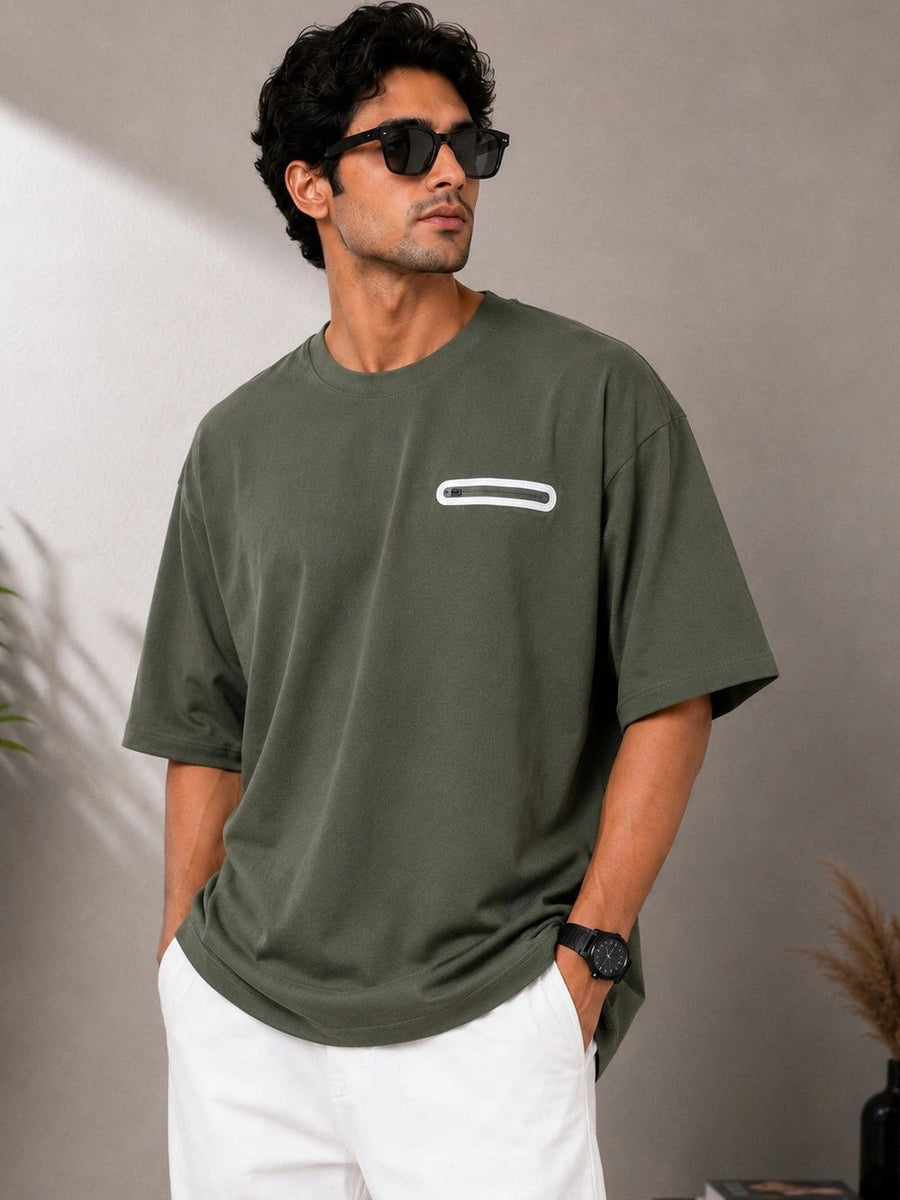 Men's Pure Cotton Pocket T-Shirt — Olive — Tshirt Factory India Direct Manufacturer Surat