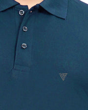 Men's Polo Collar T-Shirt — Petrol Blue — Thumbnail 2