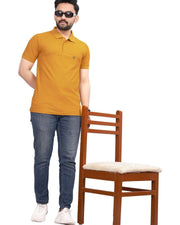 Men's Brand Logo Polo Collar T-Shirt — Mustard — Thumbnail 2