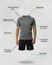 Men's Moisture-Wicking Raglan Athletic Gym T-Shirt — Dark Grey — Thumbnail 5