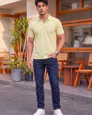 Men's All-Over Printed Polo Collar T-Shirt — Yellow — Thumbnail 5
