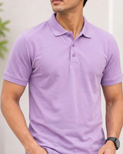 Men's Polo Collar T-Shirt — Purple — Thumbnail 4
