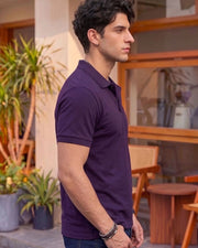 Men's All-Over Printed Polo Collar T-Shirt — Purple — Thumbnail 2