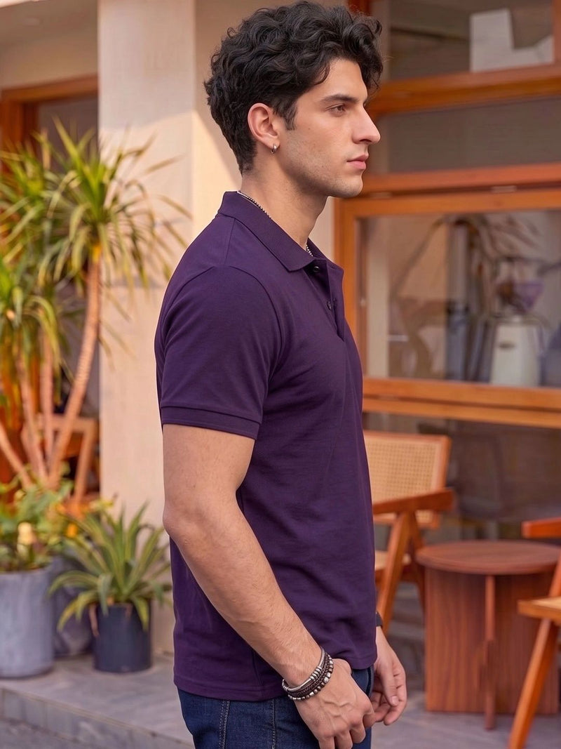 Men's All-Over Printed Polo Collar T-Shirt — Purple — Quality Craftsmanship Anatomy