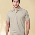 Men Polo Collar Slim Fit T-shirt — Cream